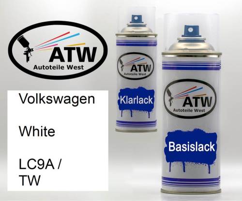 Volkswagen, White, LC9A / TW: 400ml Sprühdose + 400ml Klarlack - Set, von ATW Autoteile West.